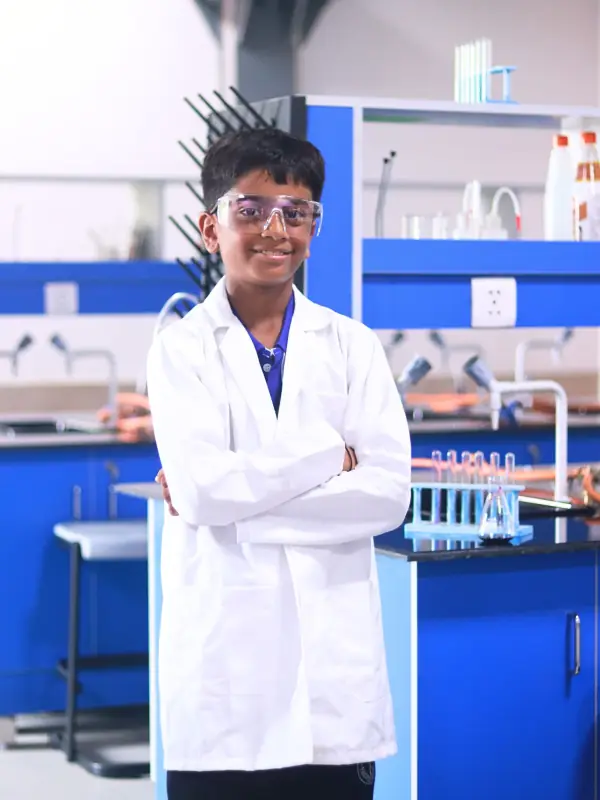 Student in the science lab