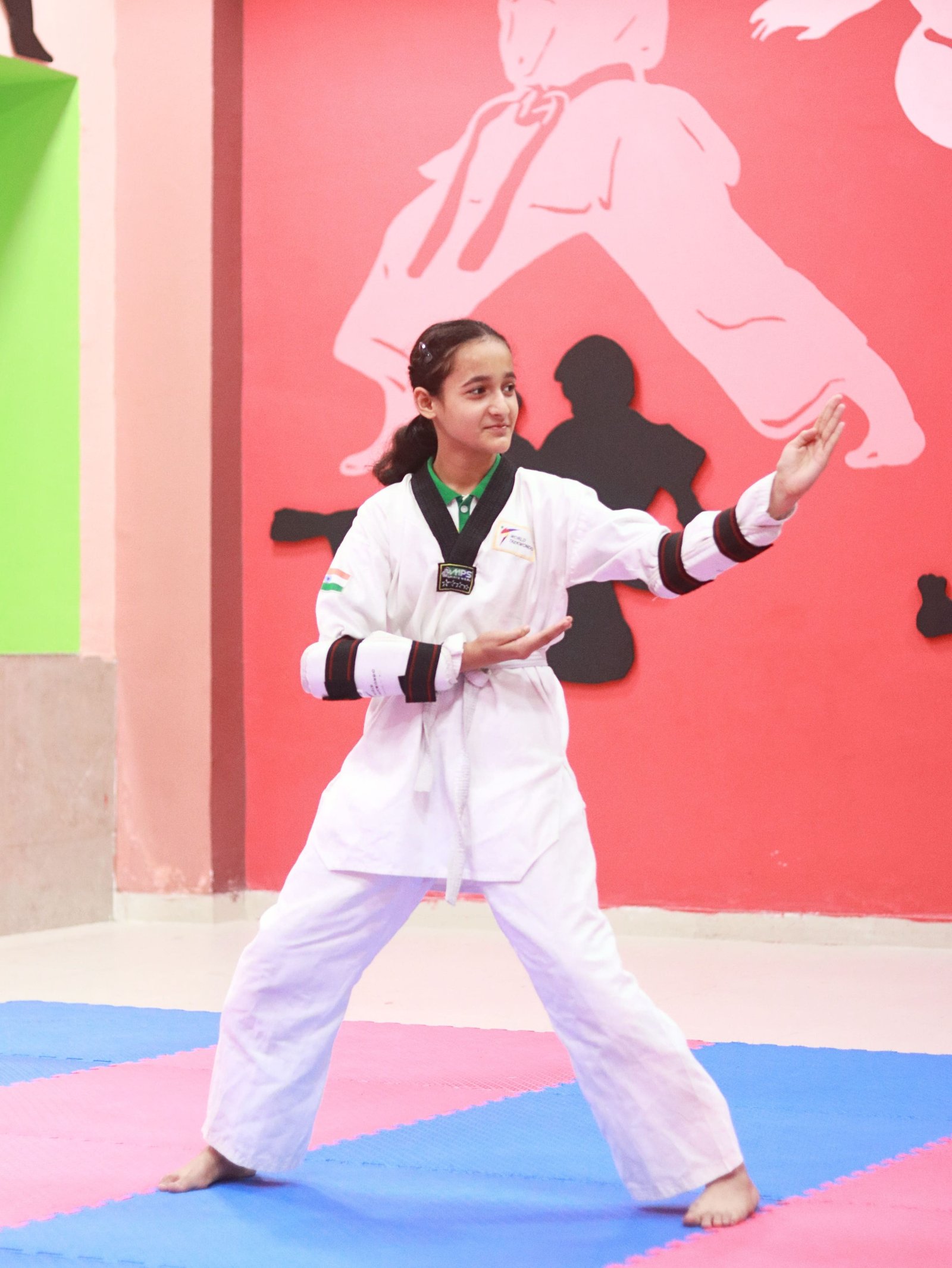 Students practising taekwondo